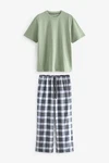 Next Pyjama Motionflex Schlafanzug (2 tlg) Dunkelgrün/Grün/Hellgrün/Blau