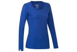 Kaipara Merino Sportswear Langarmshirt Damen Rundhals Slimfit 200 Blau/Dunkelblau