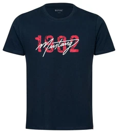T-Shirt Lounge Shirt Hemd T-Shirt rotem Kontraststreifen und Mustangbranding