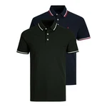 Jack & Jones Poloshirt JJEPAULOS 2er Pack Grün/Dunkelgrün/Dunkelblau