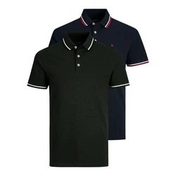 Jack & Jones Poloshirt JJEPAULOS 2er Pack Grün/Dunkelgrün/Dunkelblau