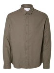 SELECTED HOMME Langarmhemd Owen Khaki/Dunkelgrün/Grau/Braun