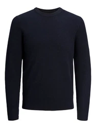 Jack & Jones Rundhalspullover JJEPerfect KNIT CREW NECK SN Dunkelblau