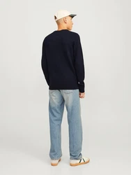 Jack & Jones Rundhalspullover JJEPerfect KNIT CREW NECK SN Dunkelblau