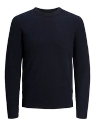 Jack & Jones Rundhalspullover JJEPerfect KNIT CREW NECK SN Dunkelblau