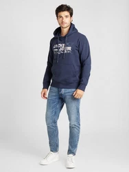 JACK & JONES Sweatshirt JCOOUTDOOR LOGO SWEAT HOOD SN Dunkelblau/Hellblau
