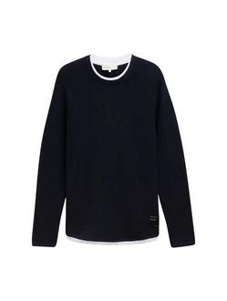 TOM TAILOR Denim Strickpullover 2-in-1-Look 
