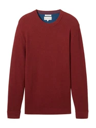 TOM TAILOR Strickpullover Rundhals Dunkelrot/Rot/Braun/Bordeaux