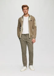 s.Oliver Stoffhose Regular Chino-Jogger Khaki/Dunkelgrün