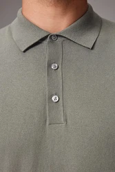 Next Polokragenpullover Langarm-Poloshirt Regular Fit Khaki/Grün/Grau/Dunkelgrün/Beige/Braun/Hellgrau