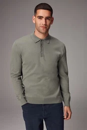 Polokragenpullover Langrmeliges Regular Fit Poloshirt aus Strick (1-tlg)