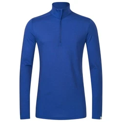 Kaipara Merino Sportswear Langarmshirt Merino Zip-Neck Herren Slimfit 200 Blau/Dunkelblau