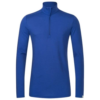Kaipara Merino Sportswear Langarmshirt Merino Zip-Neck Herren Slimfit 200 Blau/Dunkelblau