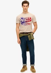 Superdry Rundhalsshirt FLOCKED FADE GRAPHIC T SHIRT beige