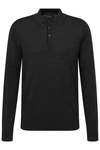 bugatti Langarm Poloshirt in moderner Optik Dunkelgrau/Grau/Schwarz