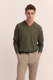 V-Ausschnitt-Pullover mit V-Ausschnitt