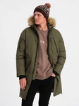 OMBRE Winterjacke mit abnehmbarem Kapuze Fell Dunkelgrün/Khaki