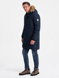 OMBRE Winterjacke mit abnehmbarem Kapuze Fell Dunkelblau/Blau/Hellblau