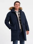 OMBRE Winterjacke mit abnehmbarem Kapuze Fell Dunkelblau/Blau/Hellblau