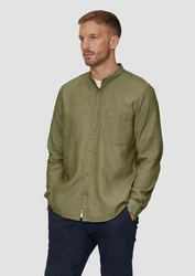 s.Oliver Langarmhemd Regular Fit mit Stehkragen Dunkelgrün/Khaki/Grün