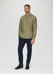 s.Oliver Langarmhemd Regular Fit mit Stehkragen Dunkelgrün/Khaki/Grün