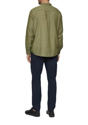 s.Oliver Langarmhemd Regular Fit mit Stehkragen Dunkelgrün/Khaki/Grün