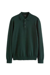 Polokragenpullover Langrmeliges Regular Fit Poloshirt aus Strick (1-tlg)
