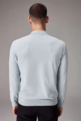 Next Polokragenpullover Langarm-Poloshirt Regular Fit Blau/Hellblau