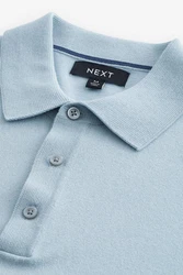 Next Polokragenpullover Langarm-Poloshirt Regular Fit Blau/Hellblau