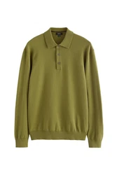 Next Polokragenpullover Langarm-Poloshirt Regular Fit Dunkelgrün/Grün