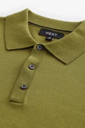 Next Polokragenpullover Langarm-Poloshirt Regular Fit Dunkelgrün/Grün