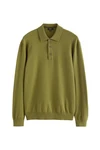 Next Polokragenpullover Langarm-Poloshirt Regular Fit Dunkelgrün/Grün