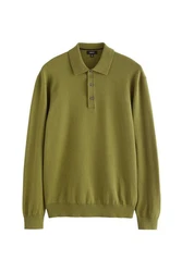 Next Polokragenpullover Langarm-Poloshirt Regular Fit Dunkelgrün/Grün