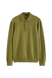 Polokragenpullover Langrmeliges Regular Fit Poloshirt aus Strick (1-tlg)