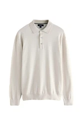 Next Polokragenpullover Langarm-Poloshirt Regular Fit Khaki/Grau/Beige/Braun/Weiß
