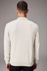 Next Polokragenpullover Langarm-Poloshirt Regular Fit Khaki/Grau/Beige/Braun/Weiß