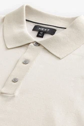 Next Polokragenpullover Langarm-Poloshirt Regular Fit Khaki/Grau/Beige/Braun/Weiß
