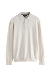 Next Polokragenpullover Langarm-Poloshirt Regular Fit Khaki/Grau/Beige/Braun/Weiß