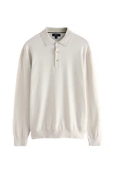 Next Polokragenpullover Langarm-Poloshirt Regular Fit Khaki/Grau/Beige/Braun/Weiß
