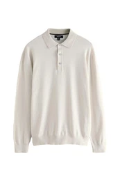 Polokragenpullover Langrmeliges Regular Fit Poloshirt aus Strick (1-tlg)