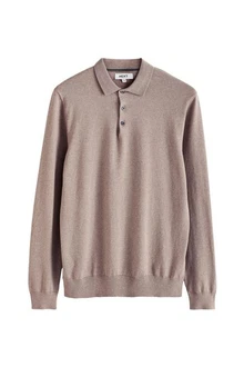 Next Polokragenpullover Langarm-Poloshirt Regular Fit Lila/Braun/Grau/Beige