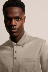 bugatti Langarm-Poloshirt Khaki/Braun/Beige/Grau