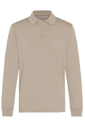 bugatti Langarm-Poloshirt Khaki/Braun/Beige/Grau