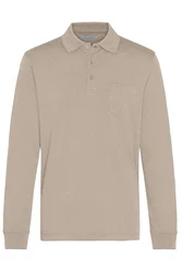 bugatti Langarm-Poloshirt Khaki/Braun/Beige/Grau