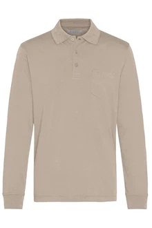 bugatti Langarm-Poloshirt Khaki/Braun/Beige/Grau