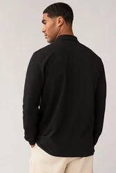 Next Langarm-Poloshirt Schwarz