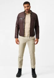 RICANO Lederjacke Traveller Dunkelrot/Dunkelbraun/Bordeaux/Braun