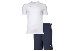 PUMA T-Shirt Herren Finisher Set - Teamliga Training Shorts Weiß/Creme/Dunkelblau