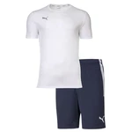PUMA T-Shirt Herren Finisher Set - Teamliga Training Shorts Weiß/Creme/Dunkelblau