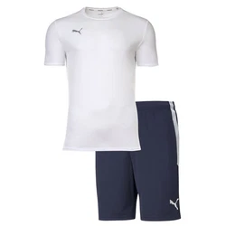 PUMA T-Shirt Herren Finisher Set - Teamliga Training Shorts Weiß/Creme/Dunkelblau